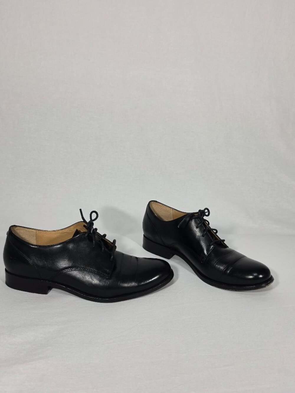 Vintage FRYE Melissa Dark-Academia BLACK Leather Derby/Oxford Women's Size 9.5B.